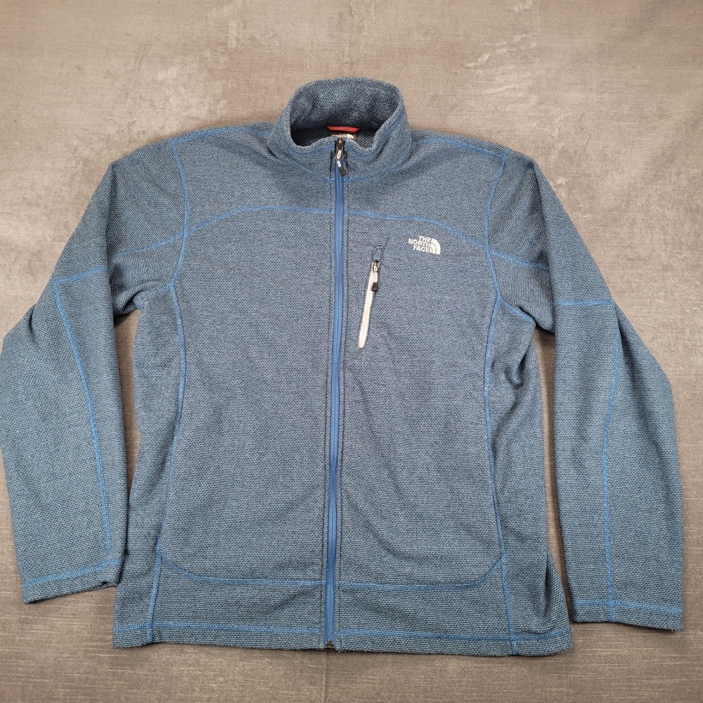 The North Face Mens Large Blue Gordon Lyons Full Zip Fleece Jacket Sweater L